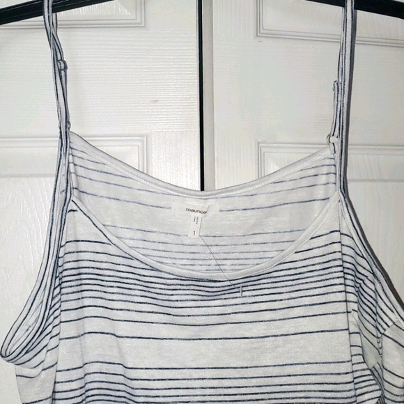 NWT Maurices White Stripe Ruffle Tank, Size 1X - Picture 4 of 7